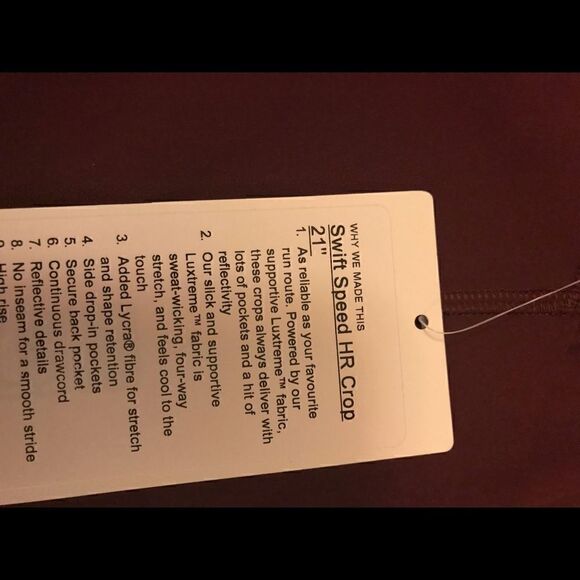 Lululemon Athletica Swift Speed HR Crop 21” - Picture 2 of 3